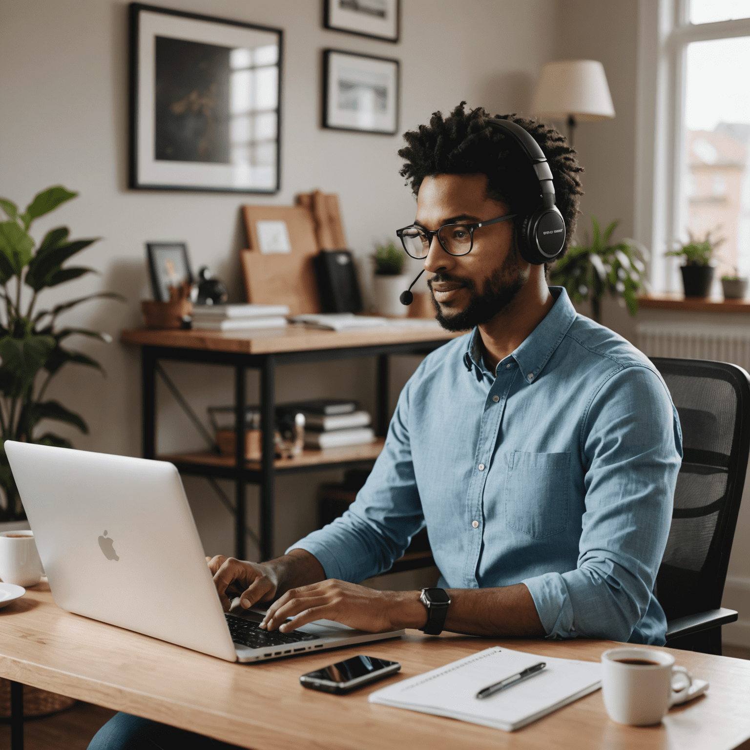 A person working remotely from home, showcasing the essential tools and strategies for success in a virtual work environment